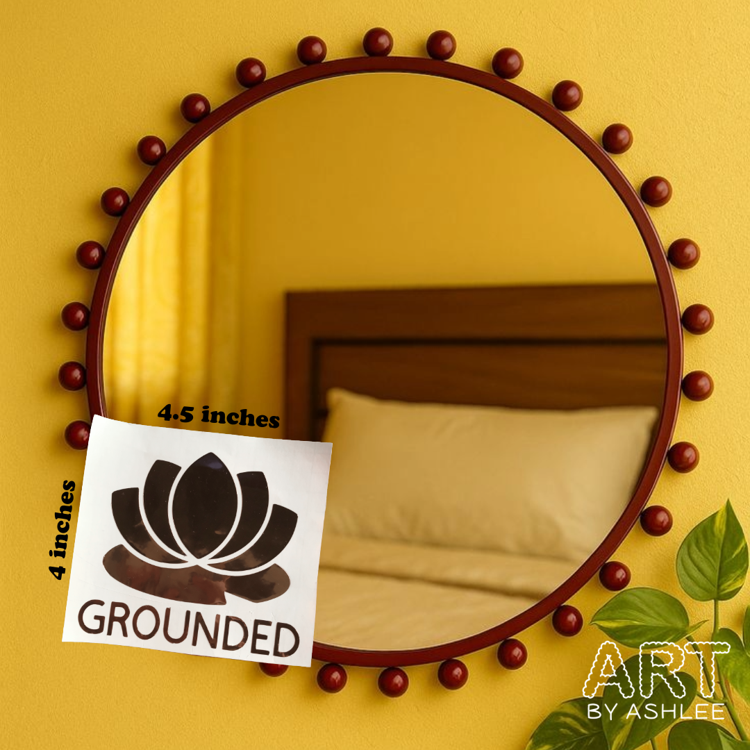 'Grounded' Lotus Vinyl Mirror Sticker