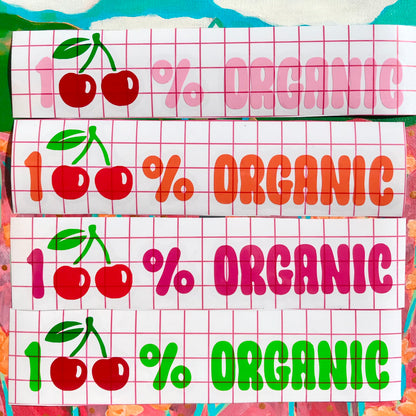 '100% Organic' Vinyl Mirror Stickers