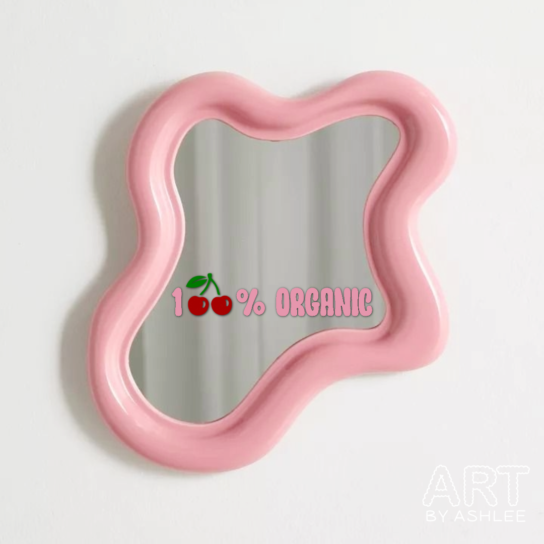 ‘100% Organic’ Vinyl Mirror Sticker 🍒✨