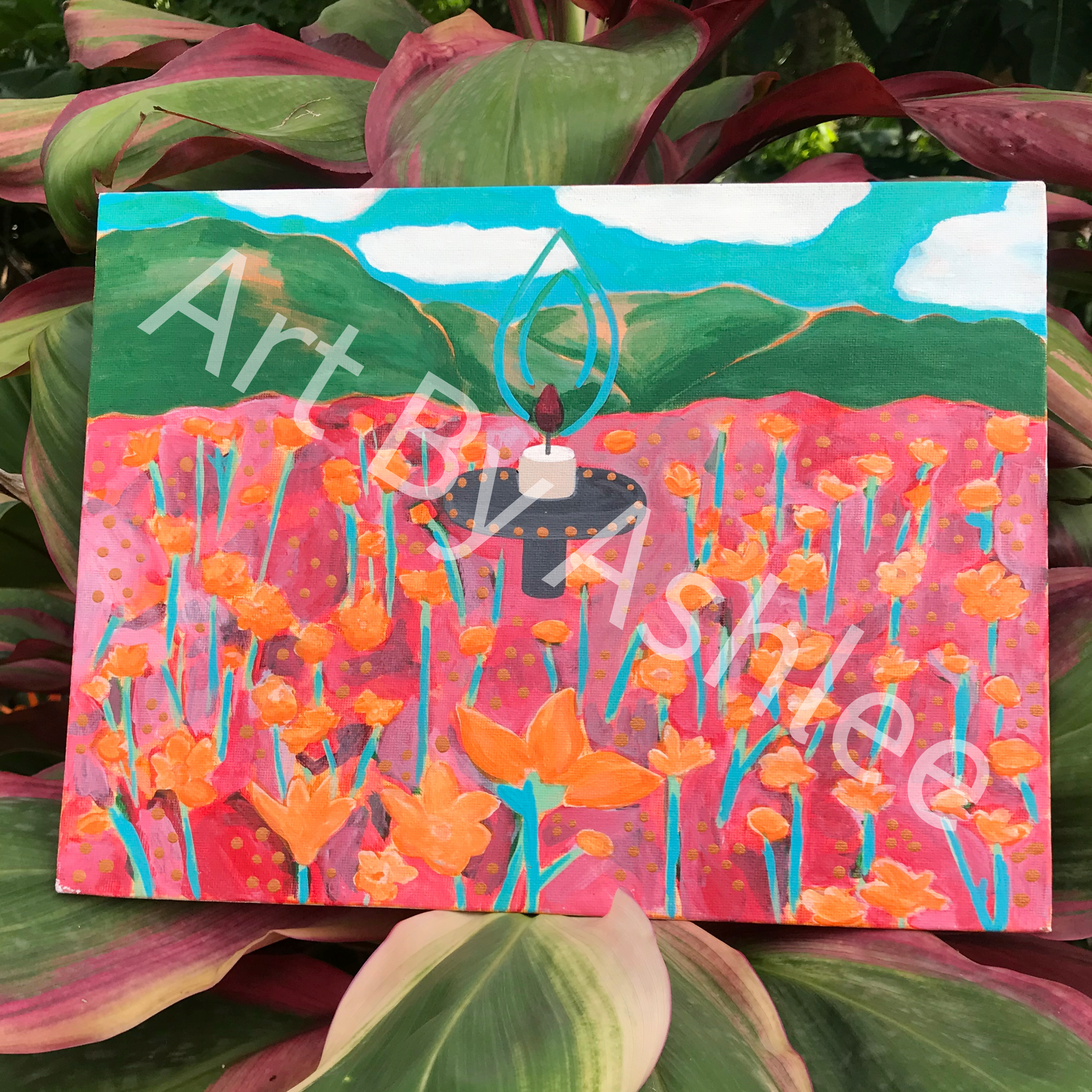 'A Flame Among Flowers' Painting